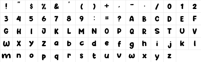 Happy School Regular  glyph index