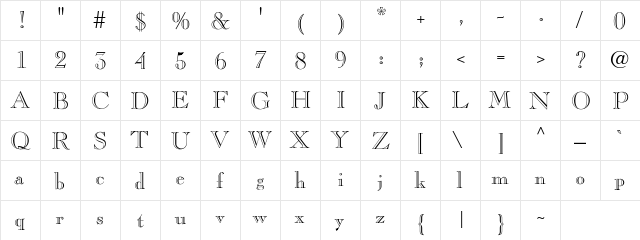 Burr Oak Regular  glyph index
