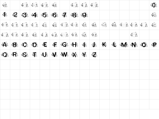 MTF Base Dash Leafy Regular  glyph index
