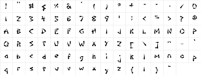 Scrap Samurai Regular  glyph index
