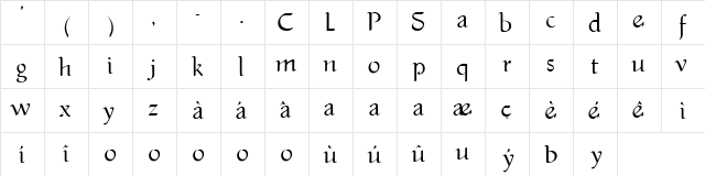 pere_lachaise Regular  glyph index