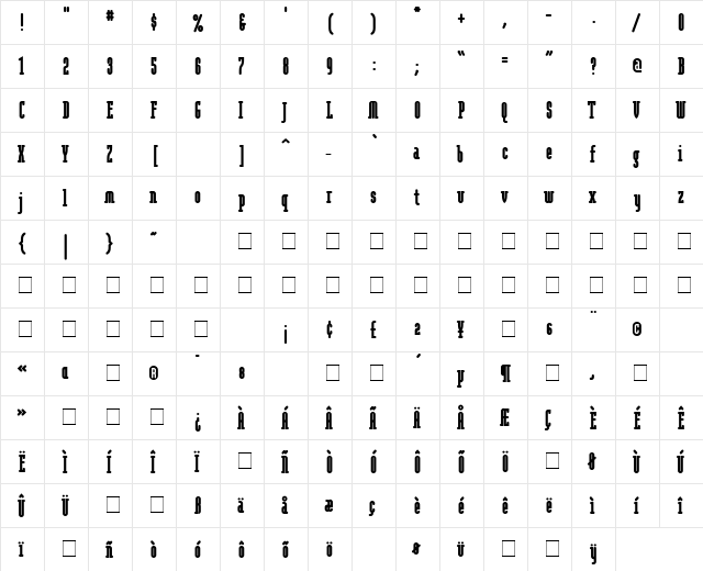 ModulaRoundSerifUltra Round Serif Ultra  glyph index