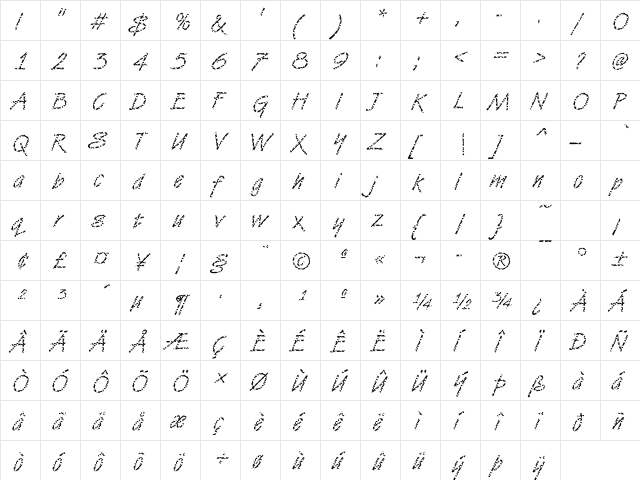 VanDijk16 Becker Regular  glyph index