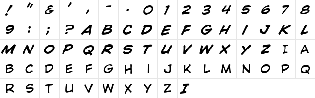 Wild And Crazy Medium  glyph index