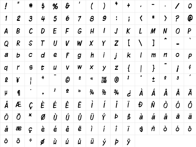 Komika Display Tight Regular  glyph index
