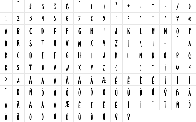 Lunarie ExtCond Regular  glyph index