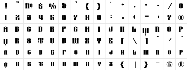 LHF Conclave SHARP wide Regular  glyph index