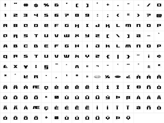 Livewired Expanded Expanded  glyph index