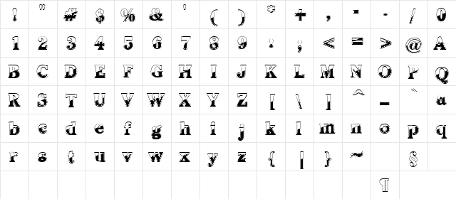 High Head Blues 1 Bold  glyph index