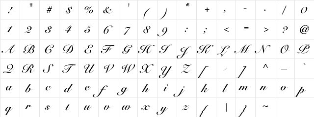 Rose Round Bold Regular  glyph index