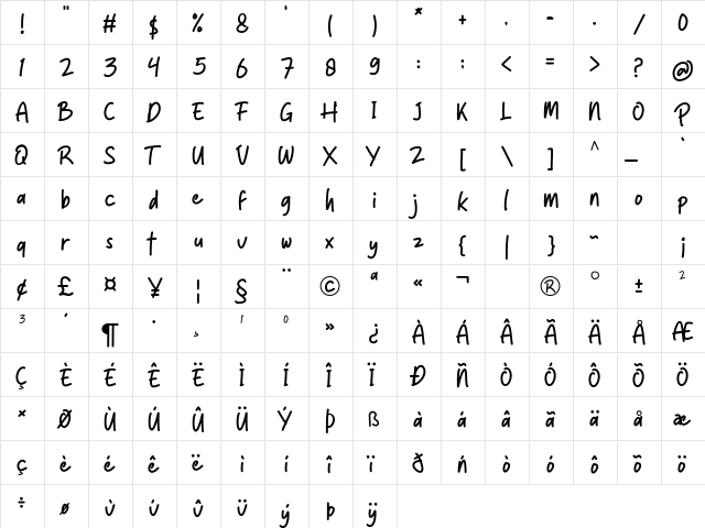 Monkey Geek Regular  glyph index