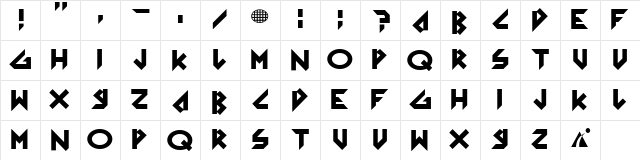 Arkanoid Solid Regular  glyph index
