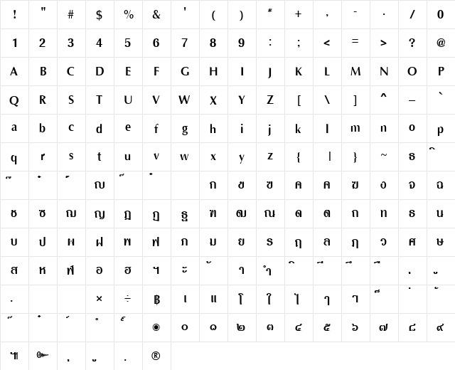 PSL-Asadong Bold  glyph index