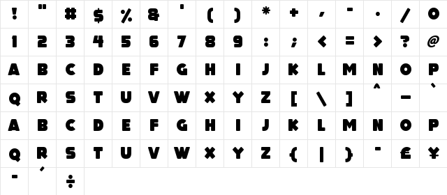 ToyBox Regular  glyph index