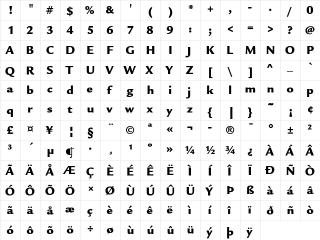 ITC Legacy Sans Ultra  glyph index