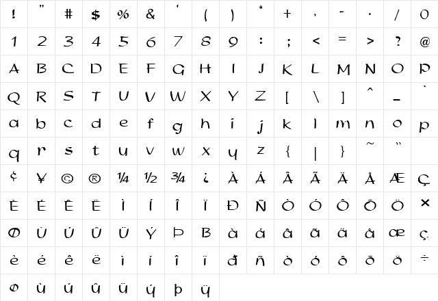 Parson-Extended Normal  glyph index