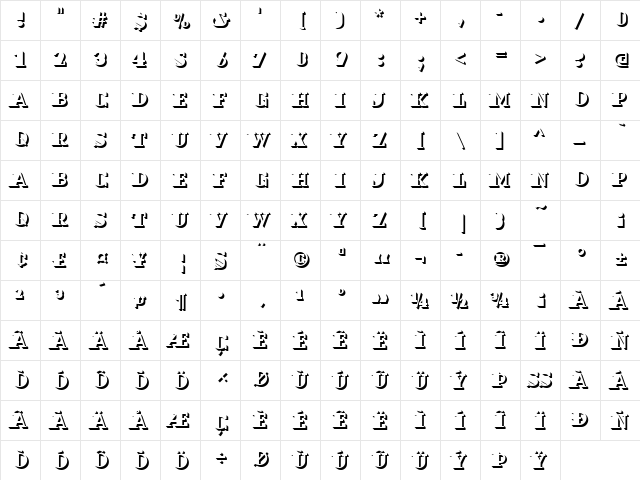 DextorOnlShaD Regular  glyph index