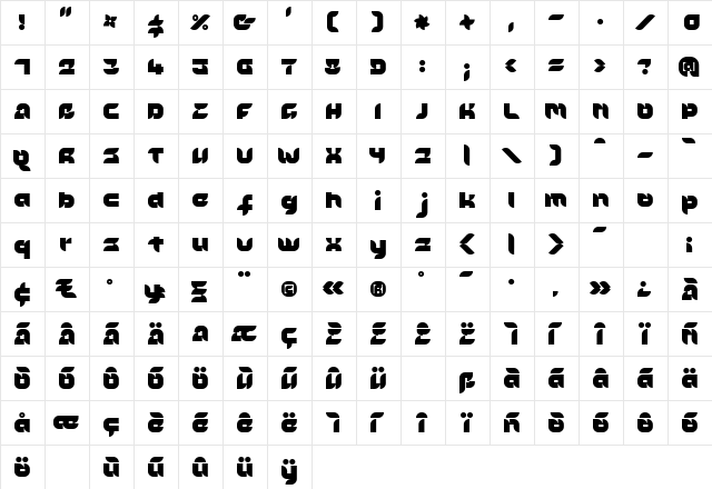 MD Airline AL Regular  glyph index