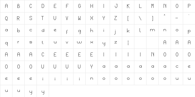 Braxline Narrow Regular  glyph index
