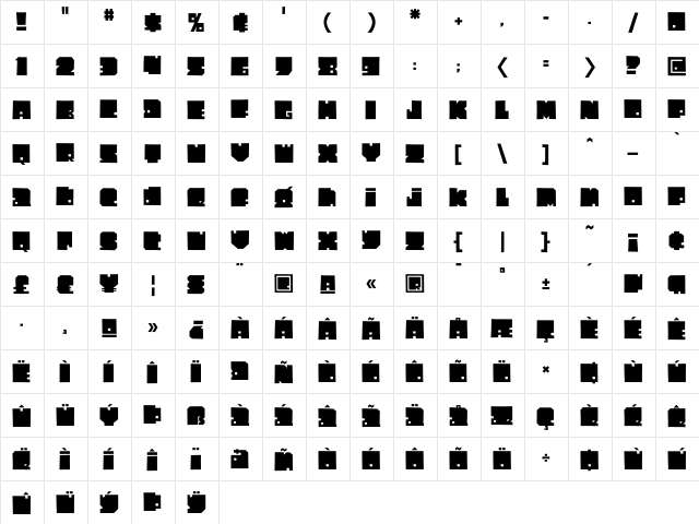 Lump Regular  glyph index
