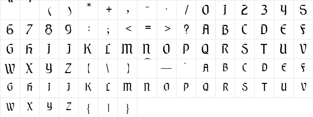 Elysian Regular  glyph index