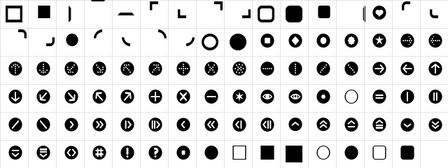 ButtonBonus Regular  glyph index