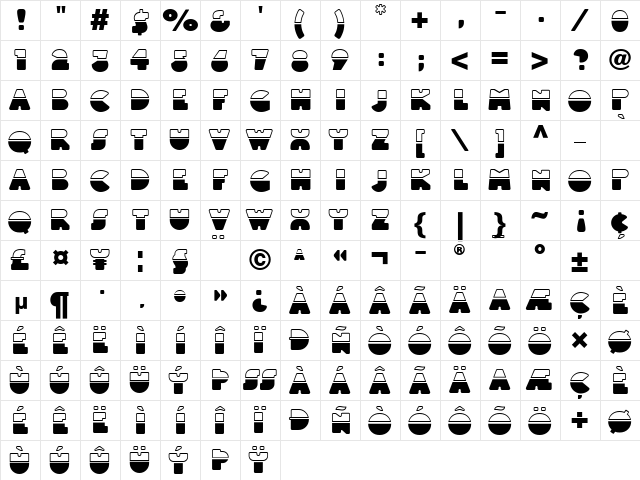 LTBlackWhite Black  glyph index