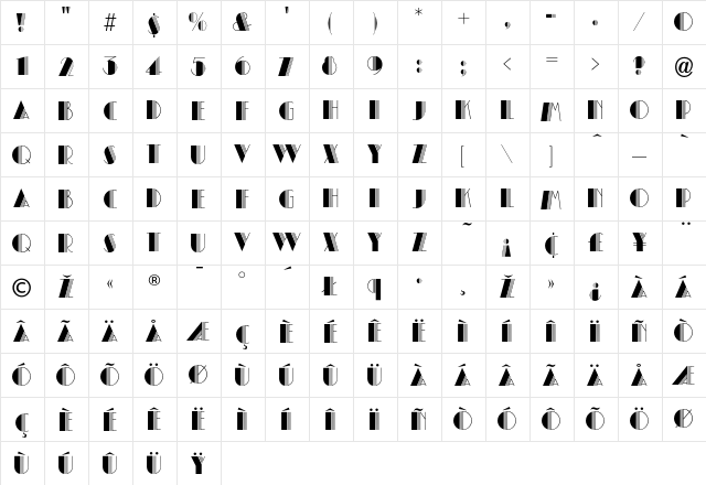 Alex Regular  glyph index