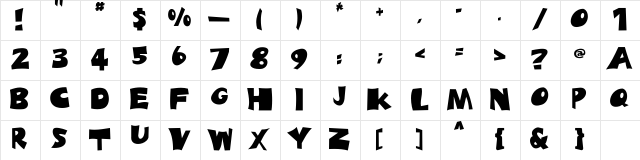 BLADES bold  glyph index