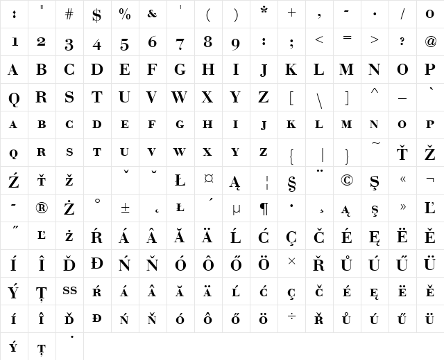 BauerBodSCDEEDemBol Regular  glyph index