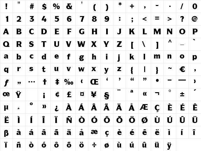Antalya Regular  glyph index