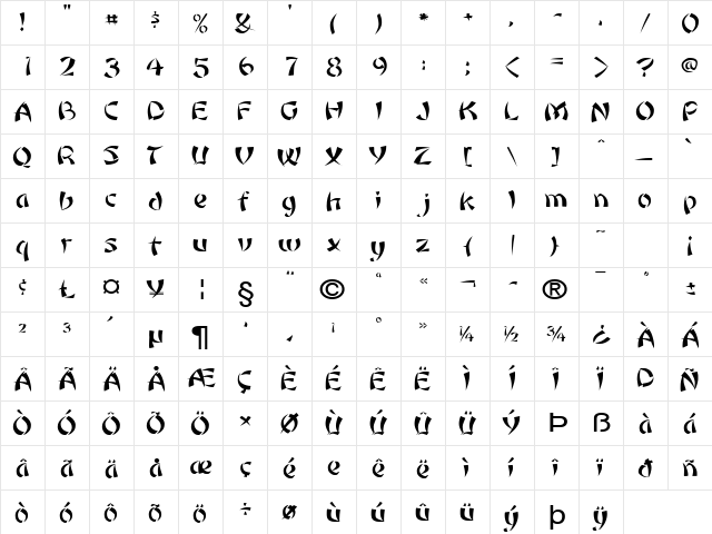 Orient1-Extended Normal  glyph index