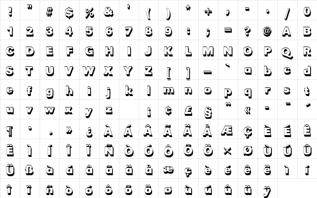 URWGroteskTBolSh1 Regular  glyph index