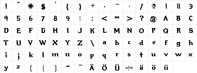 Hellbound Regular  glyph index