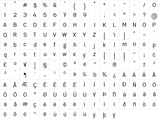 Serithai Regular  glyph index