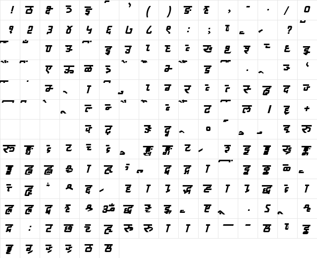AkrutiDevManisha Normal  glyph index