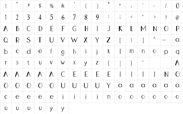 Izumi Hana Regular  glyph index