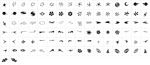 Doo-Dads Regular  glyph index