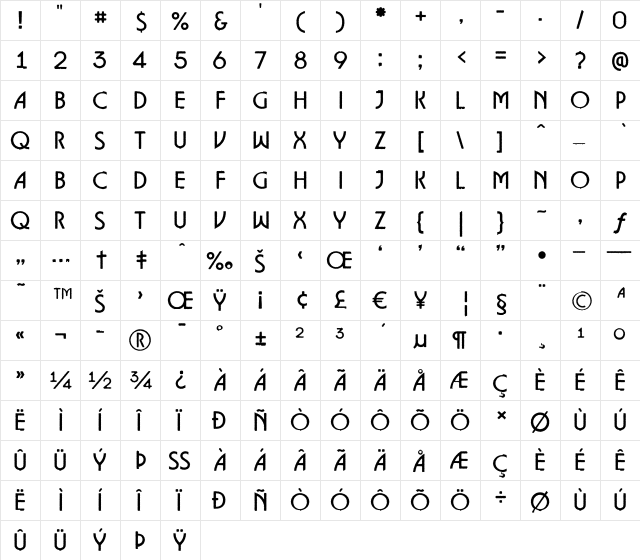 a_LancetRgh Regular  glyph index