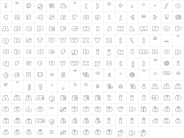 Antique Olive Nord Outline P Regular  glyph index