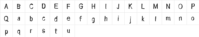 NADINE brush Regular  glyph index