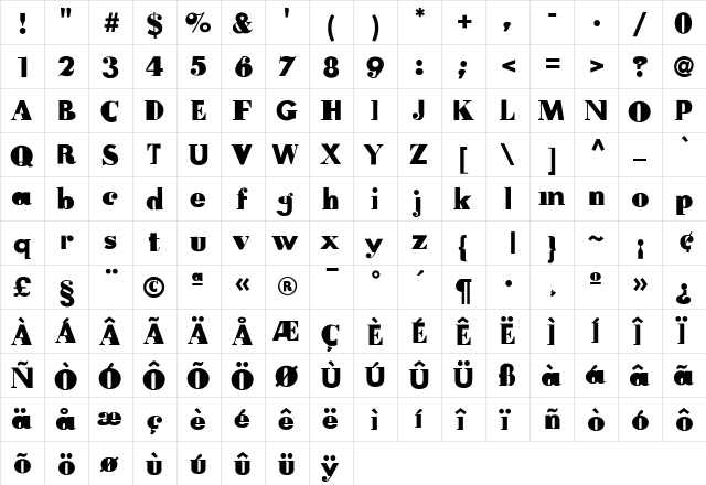 FudoniThree Regular  glyph index