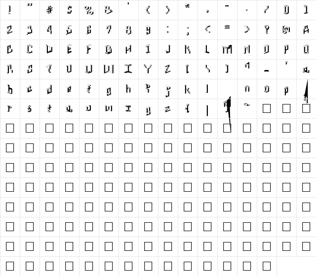 Toit RegularA  glyph index