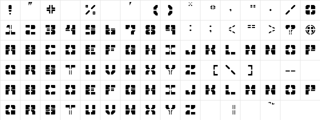 True Blocks Regular  glyph index