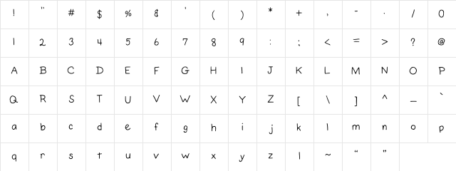 Elaine's hand printing Medium  glyph index