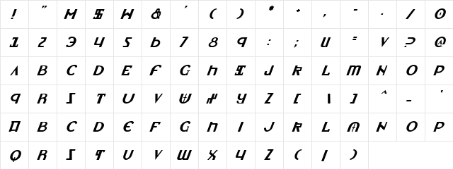 Lionheart Italic Italic  glyph index