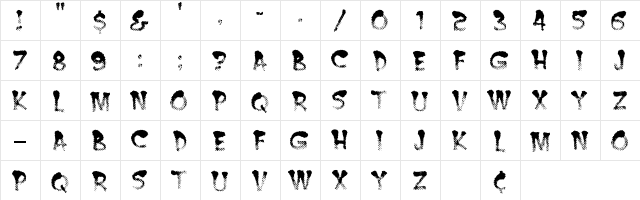 Burnt MF Regular  glyph index