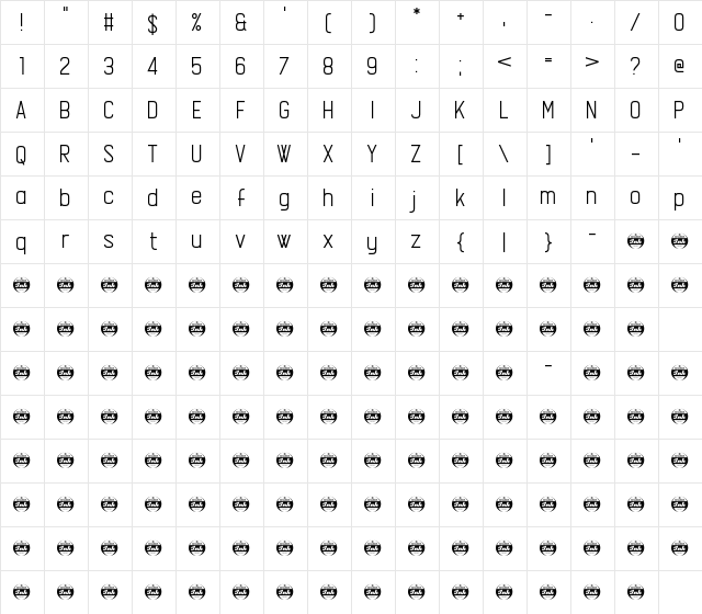 Asleepytiming Regular  glyph index
