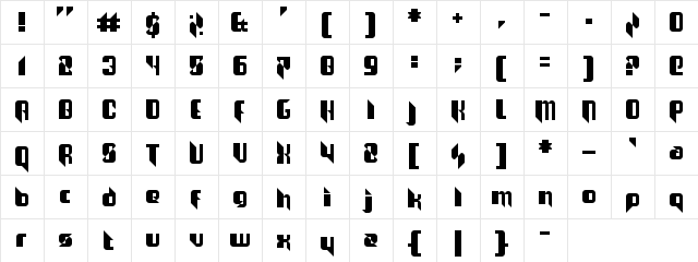 The Joy Facade Regular  glyph index
