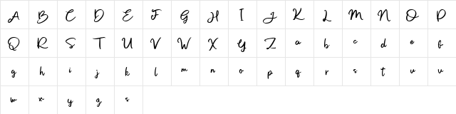 Sweet Buttermilk Free Script Regular  glyph index